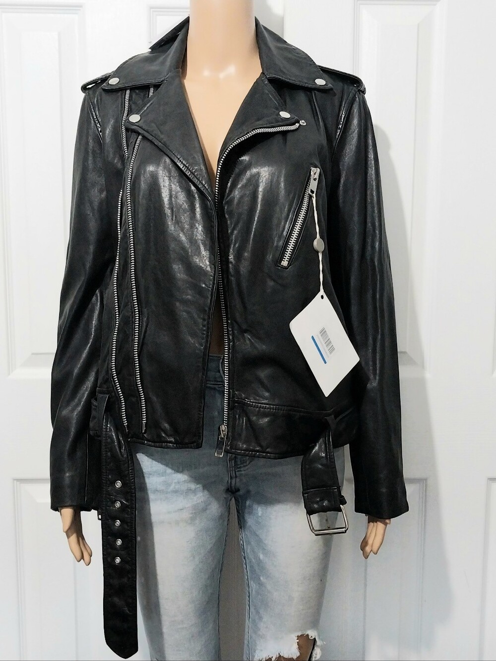 Walter Baker Kingsley 100% Lamb Leather Biker Jacket, NWT, Size S